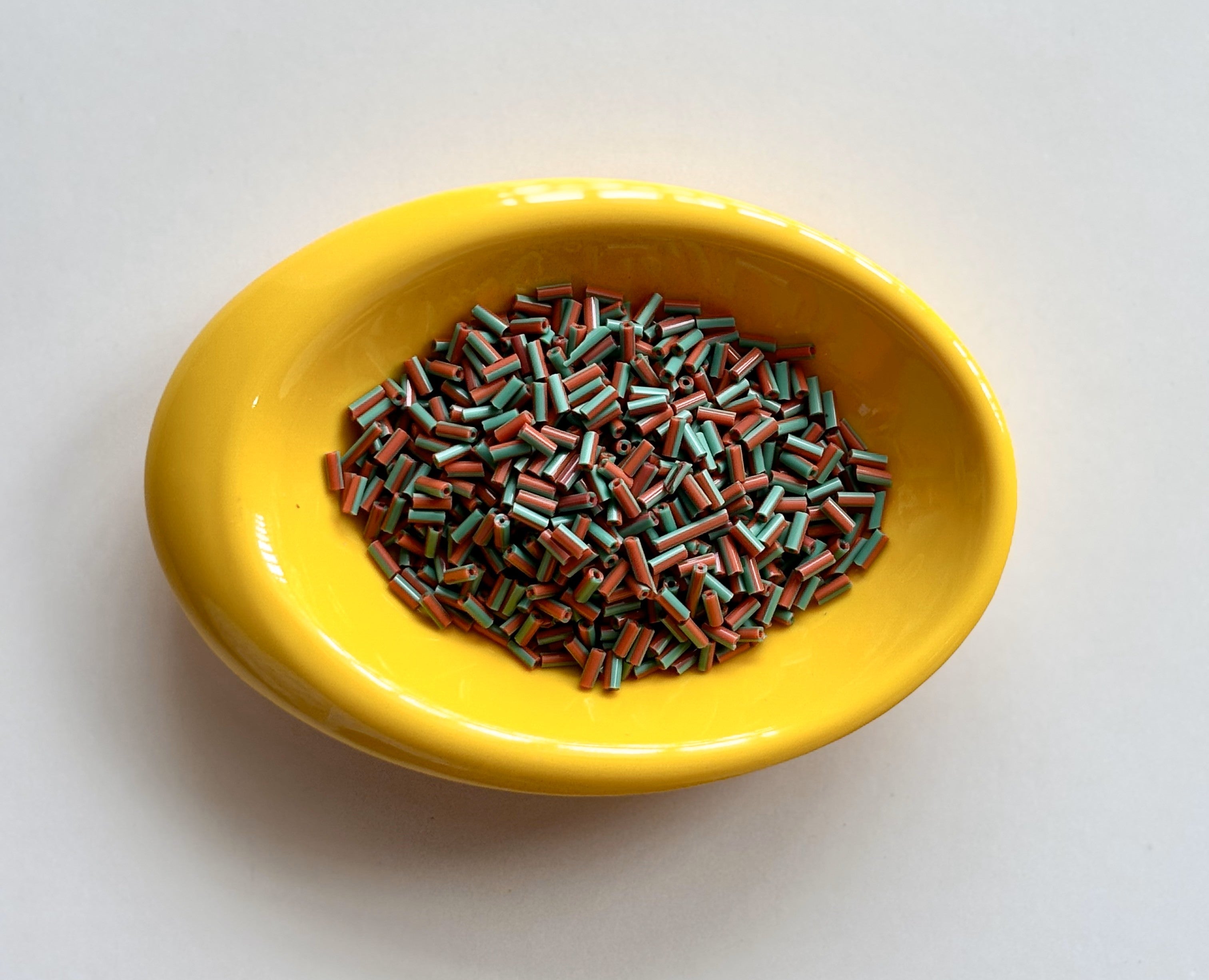 Red and Green Tubular Beads