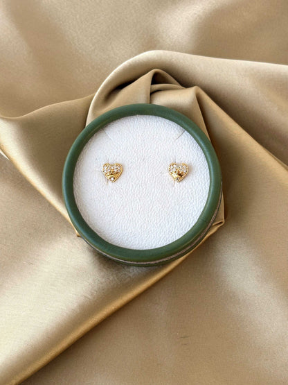 Gold Plated Crystal Heart Crown Studs