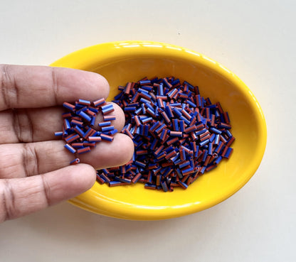 Dark Blue and Red Tubular Beads