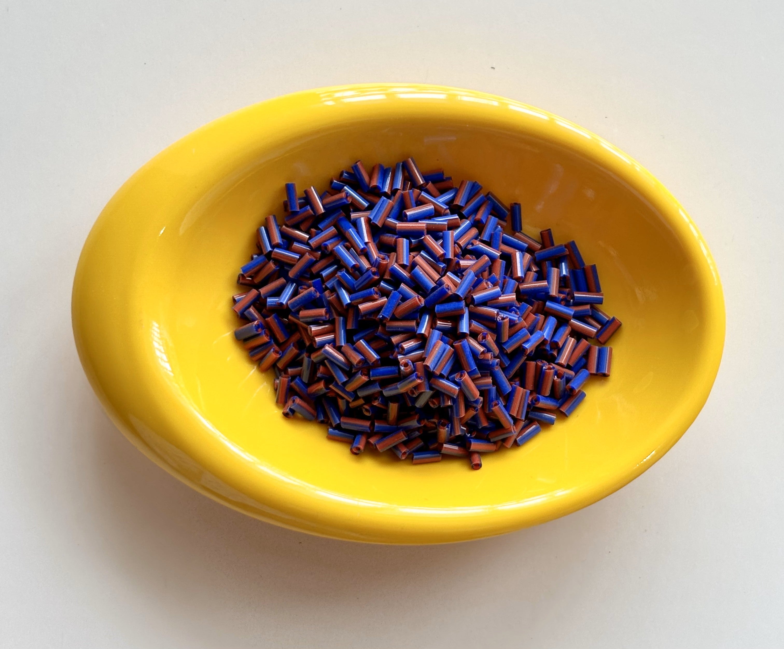 Dark Blue and Red Tubular Beads