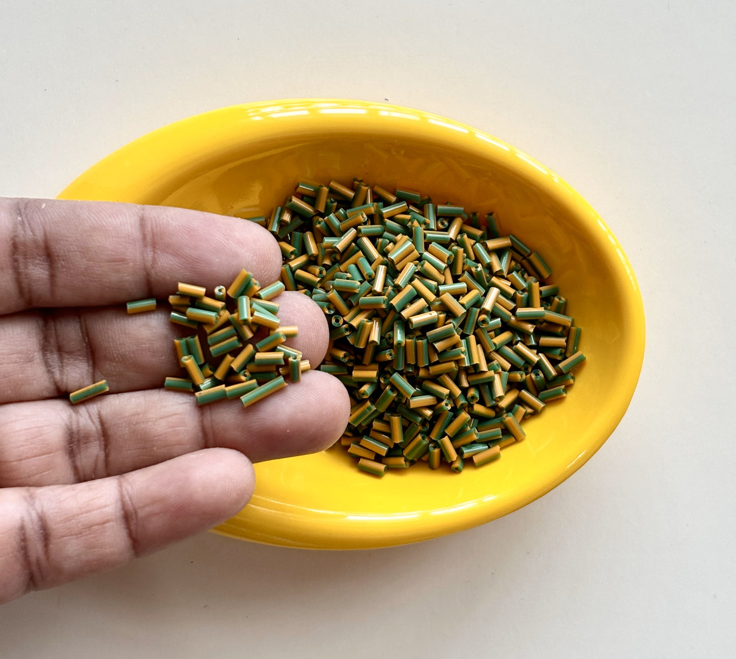 Orange and Green Tubular Beads