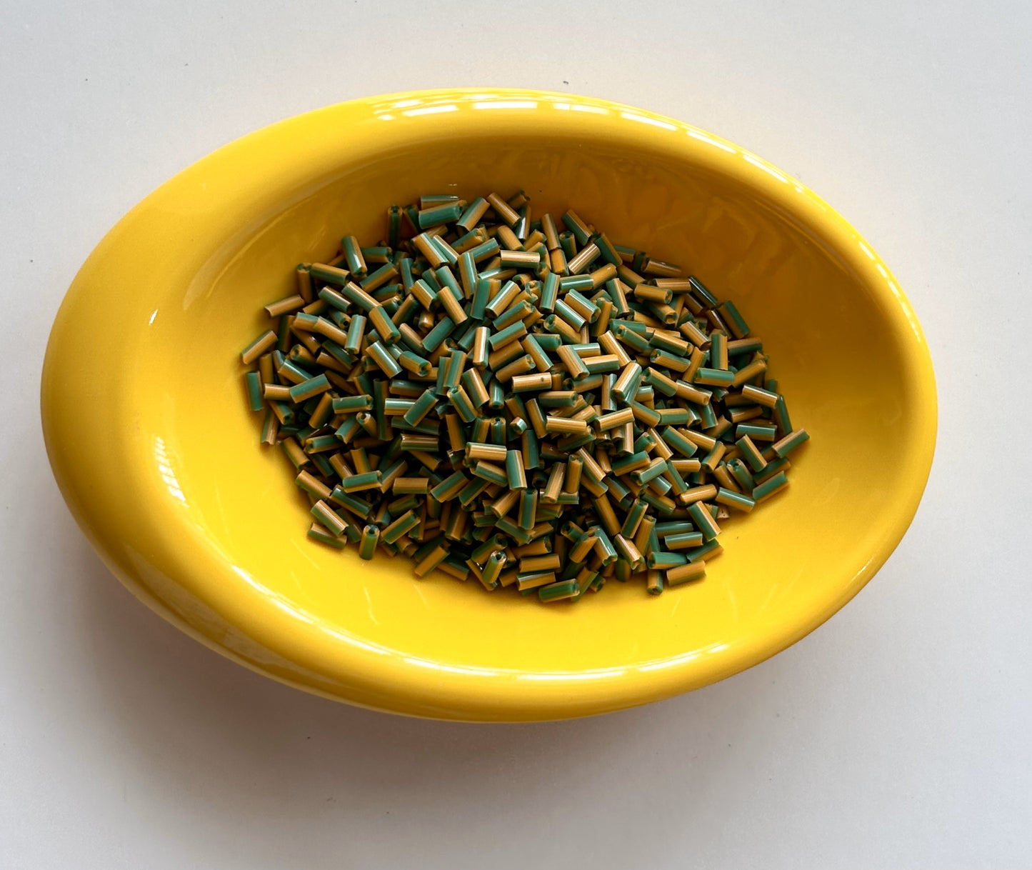 Orange and Green Tubular Beads