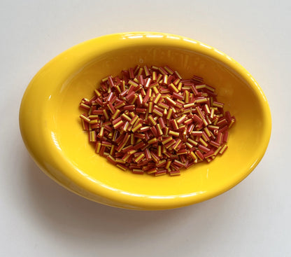 Red and Yellow Tubular Beads
