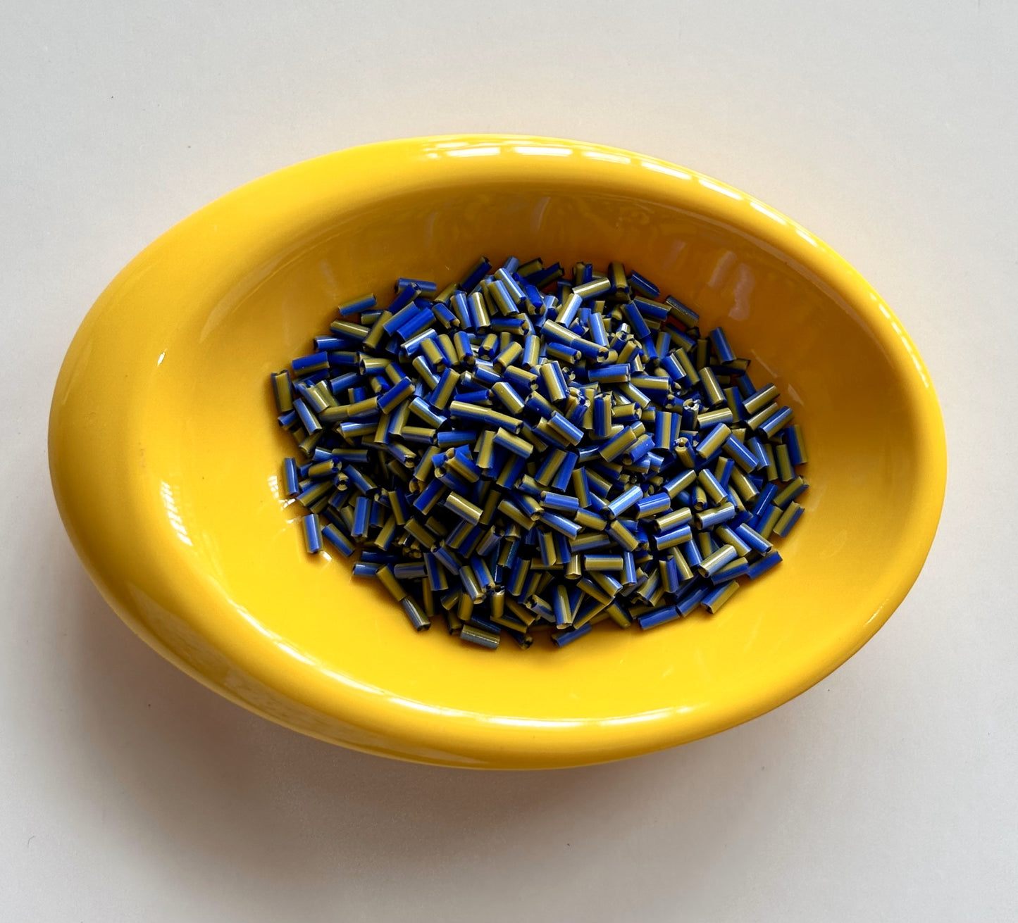 Blue and Olive Green Tubular Beads