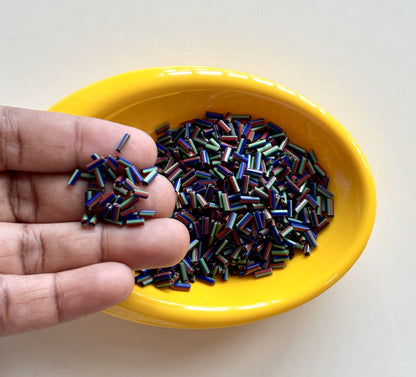 Maroon Blue and Green Tubular Beads