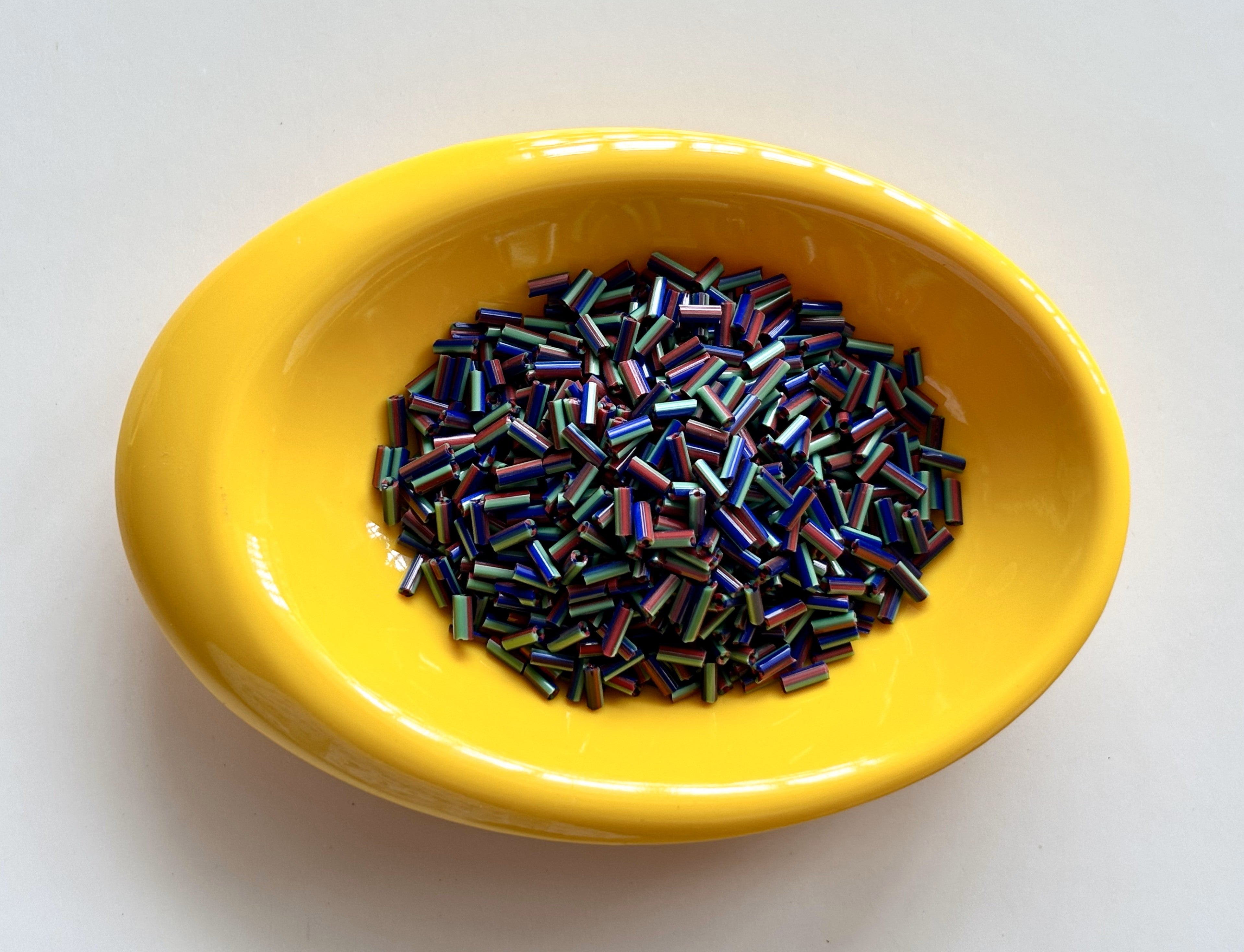 Maroon Blue and Green Tubular Beads