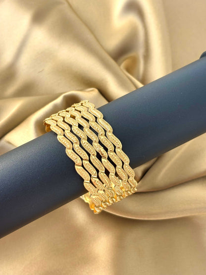 Modern Gold-Plated Zig-Zag Bangles Size 2.8