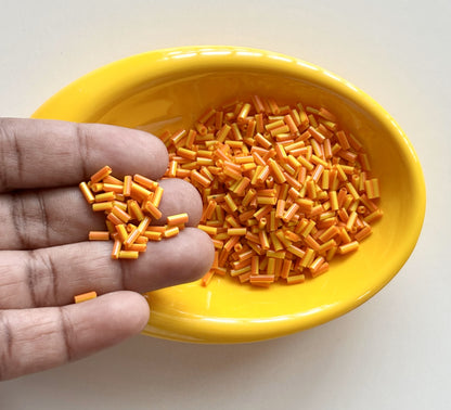 Orange and Yellow Tubular Beads