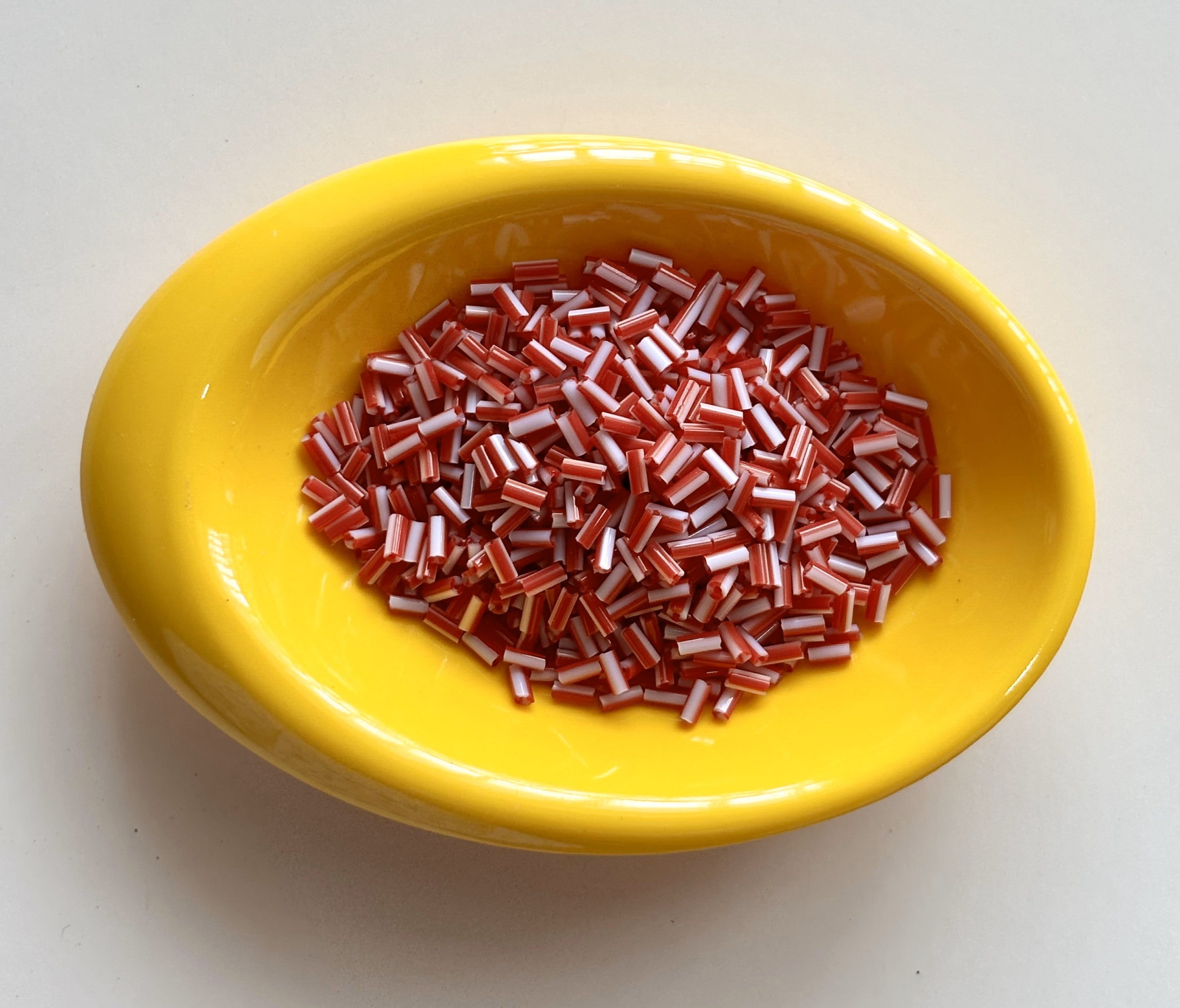 Red and White Tubular Beads