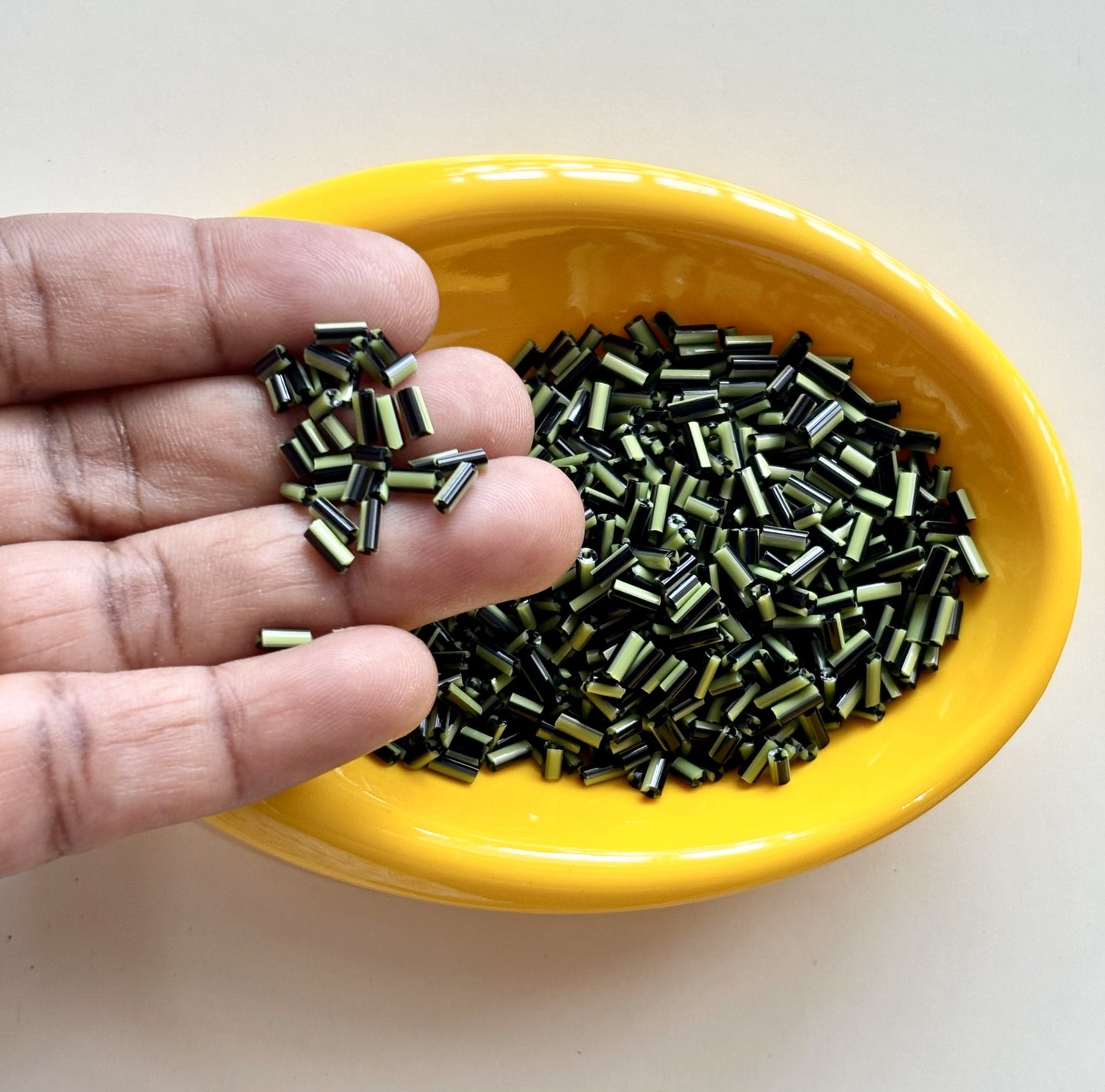 Pastel Green and Black Tubular Beads