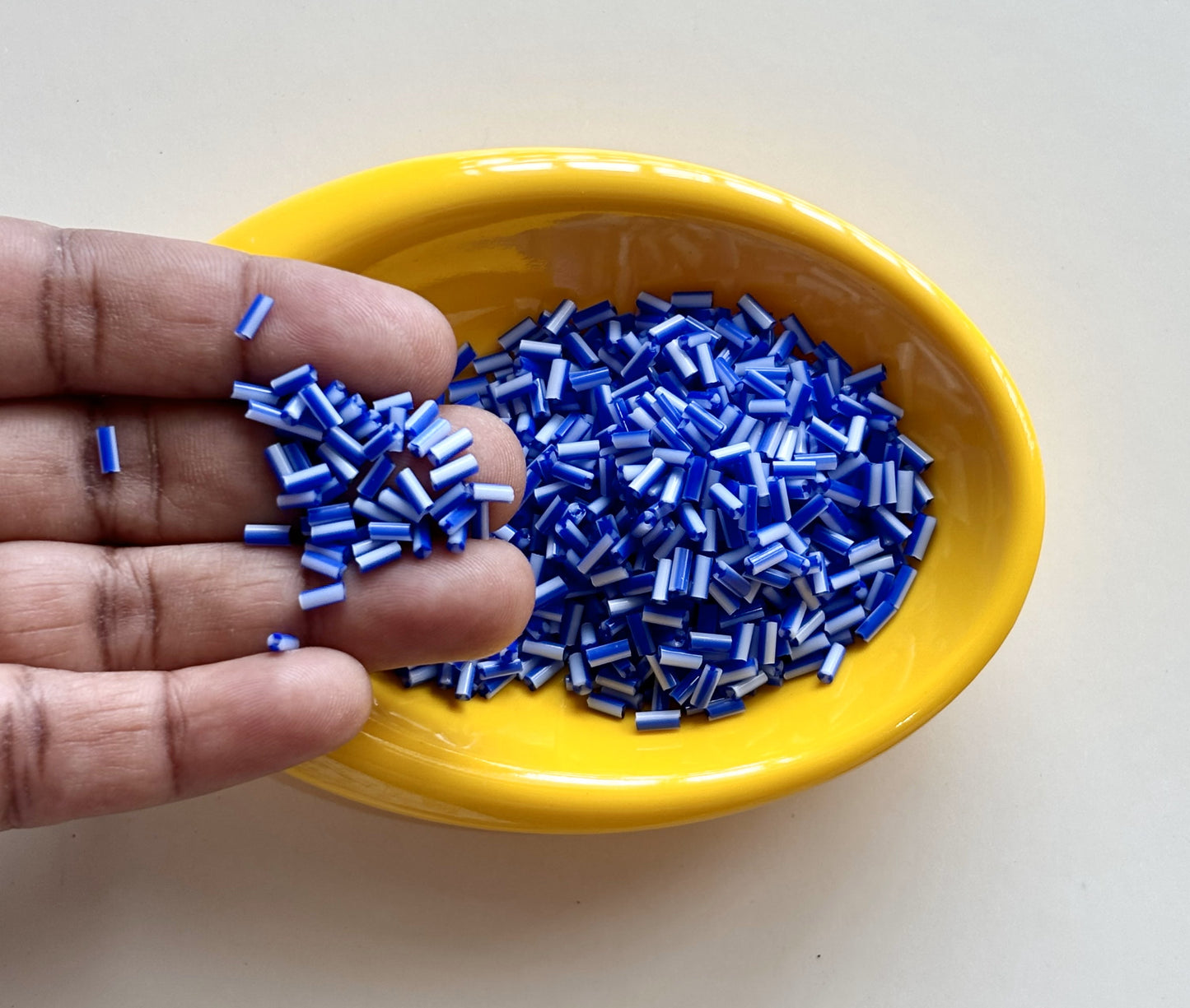 Blue and White Tubular Beads