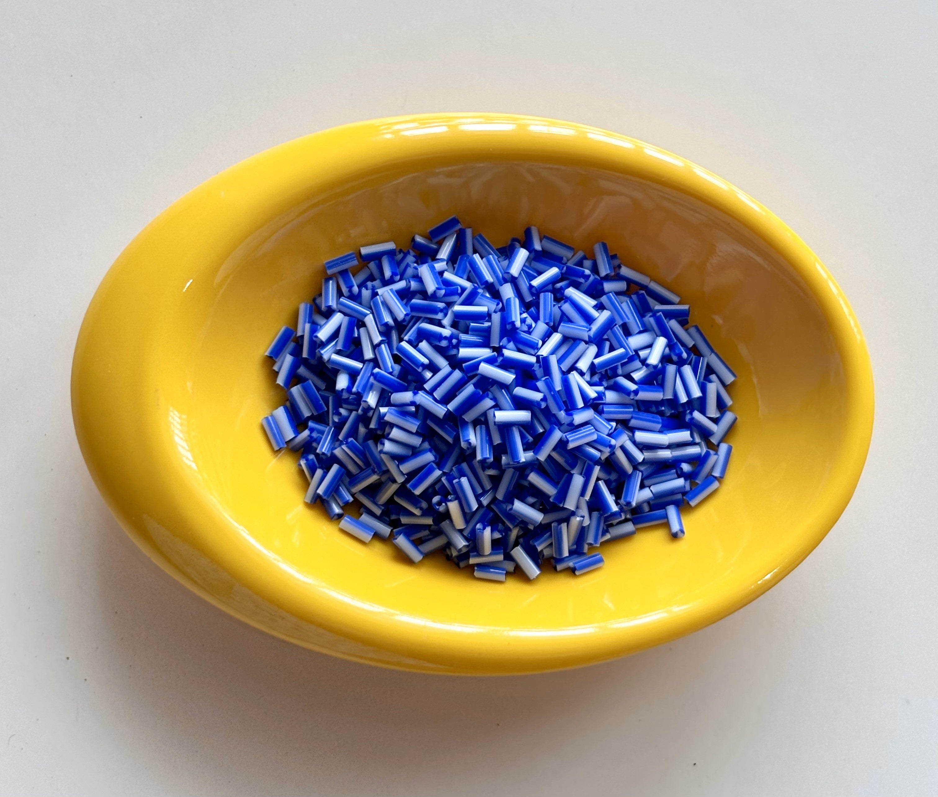 Blue and White Tubular Beads