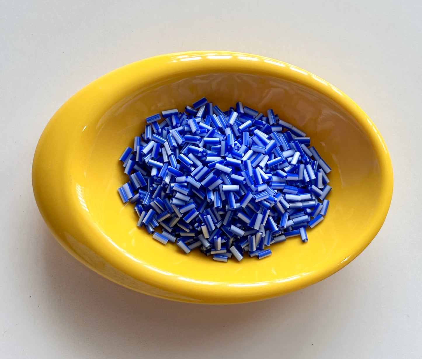 Blue and White Tubular Beads