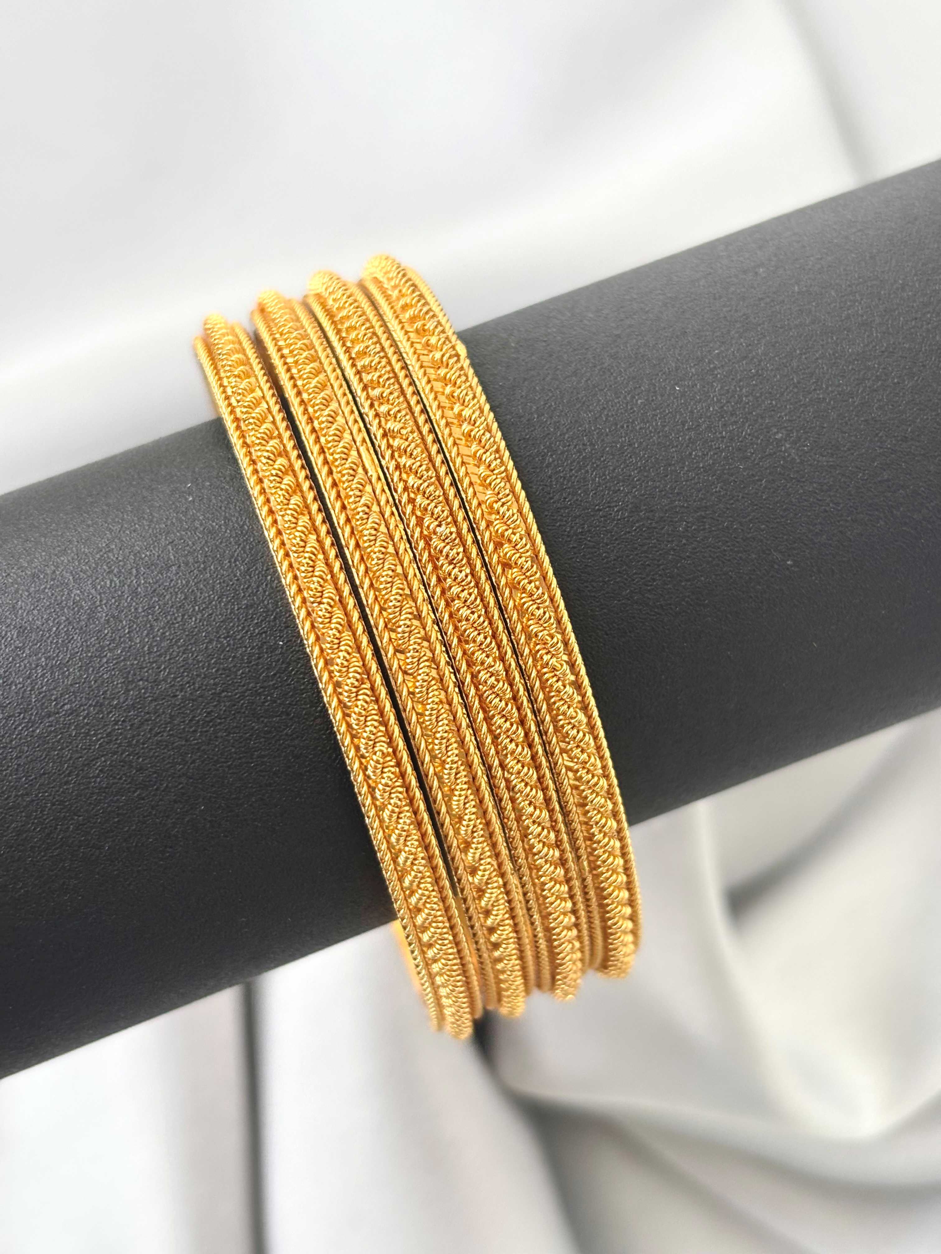 Intricate Rope-Textured Bangles