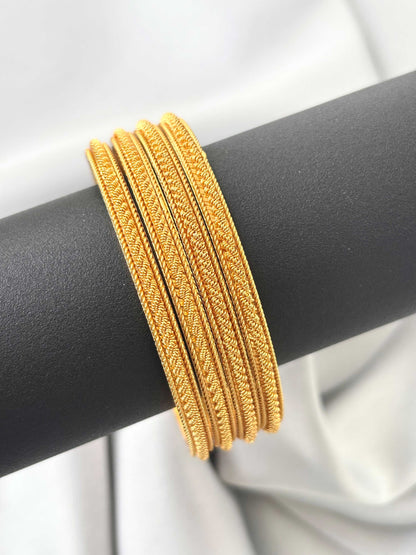 Intricate Rope-Textured Bangles