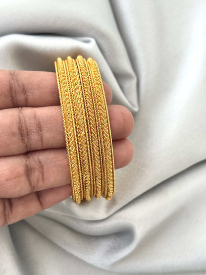 Intricate Rope-Textured Bangles