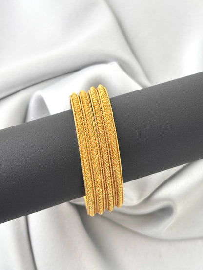Intricate Rope-Textured Bangles
