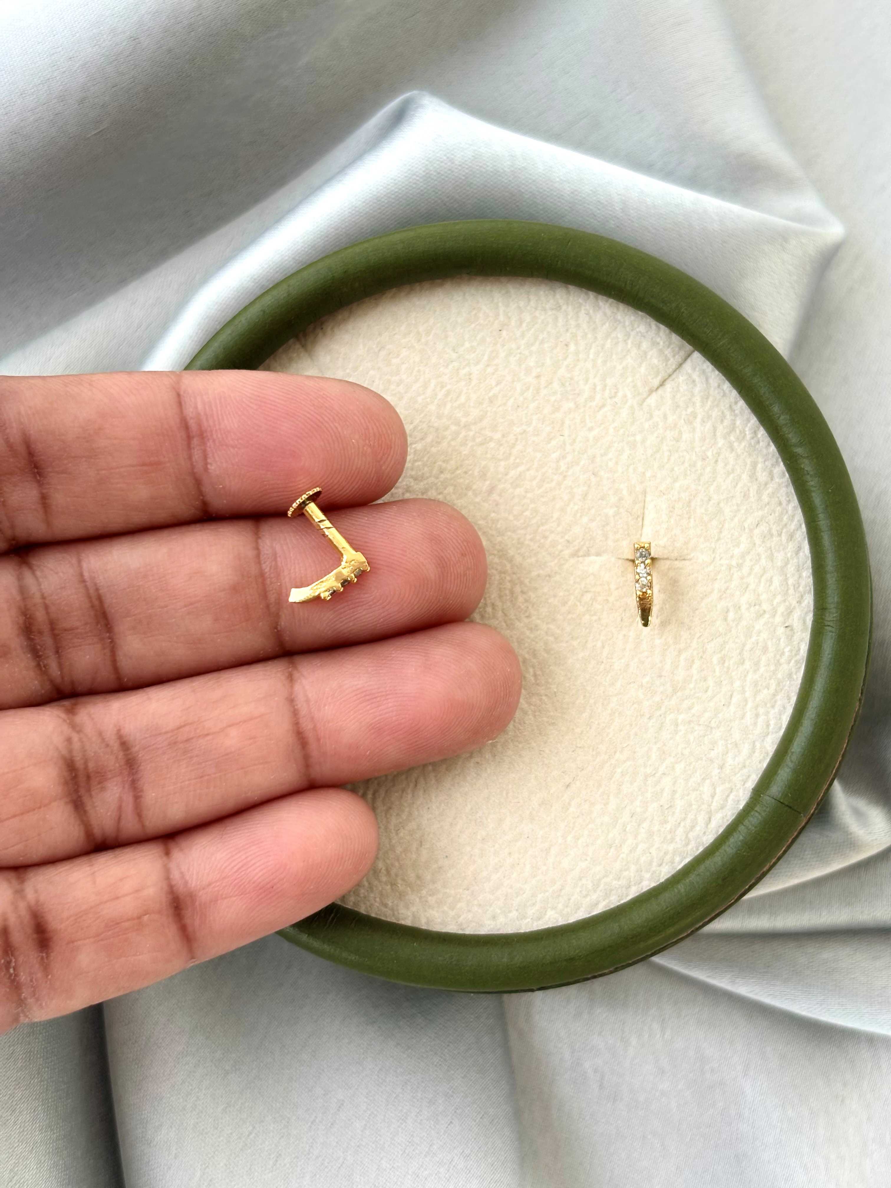 White Stone Gold-Plated Bar Earrings