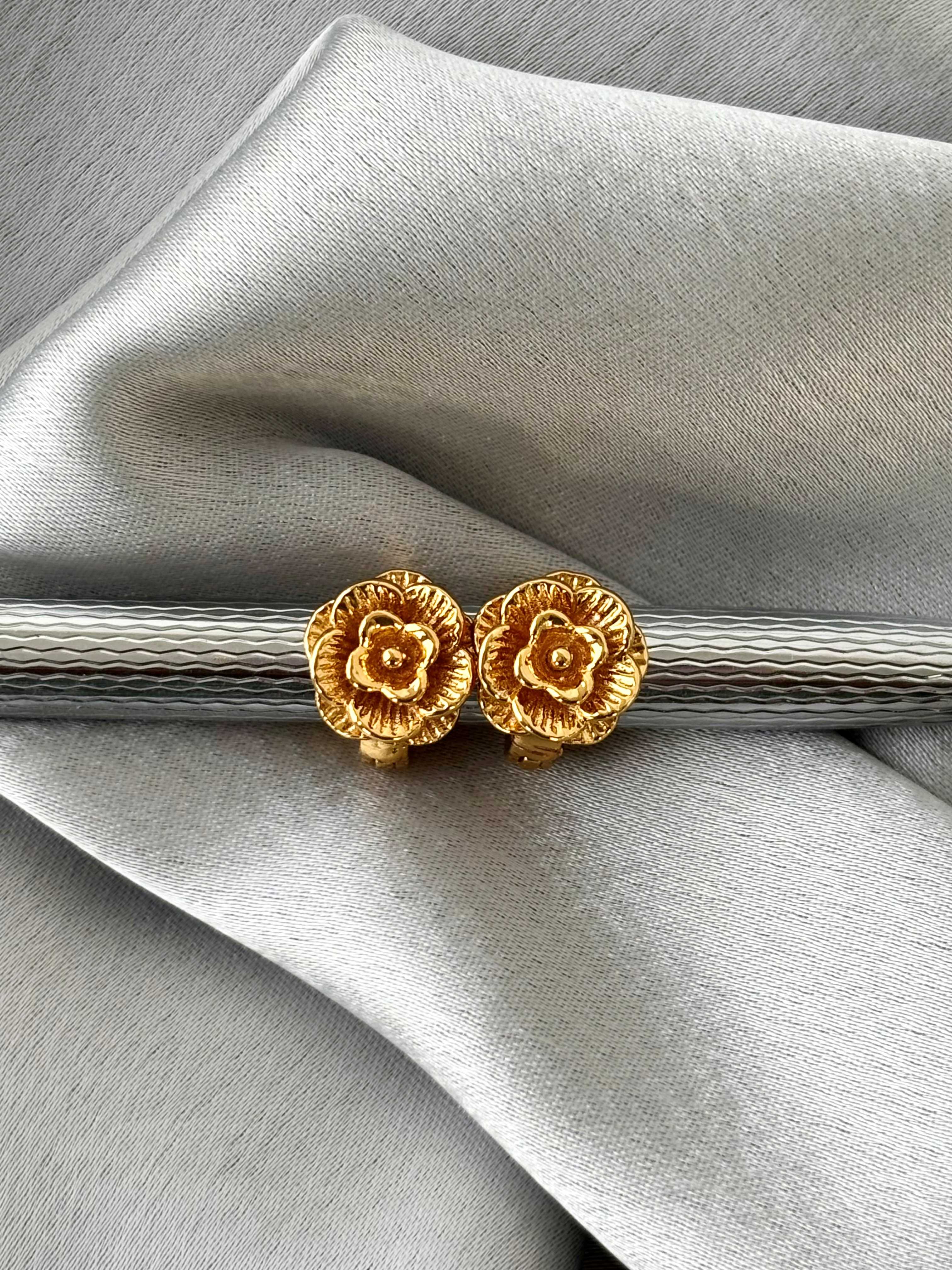 Intricate Floral Bloom Gold-Plated Studs
