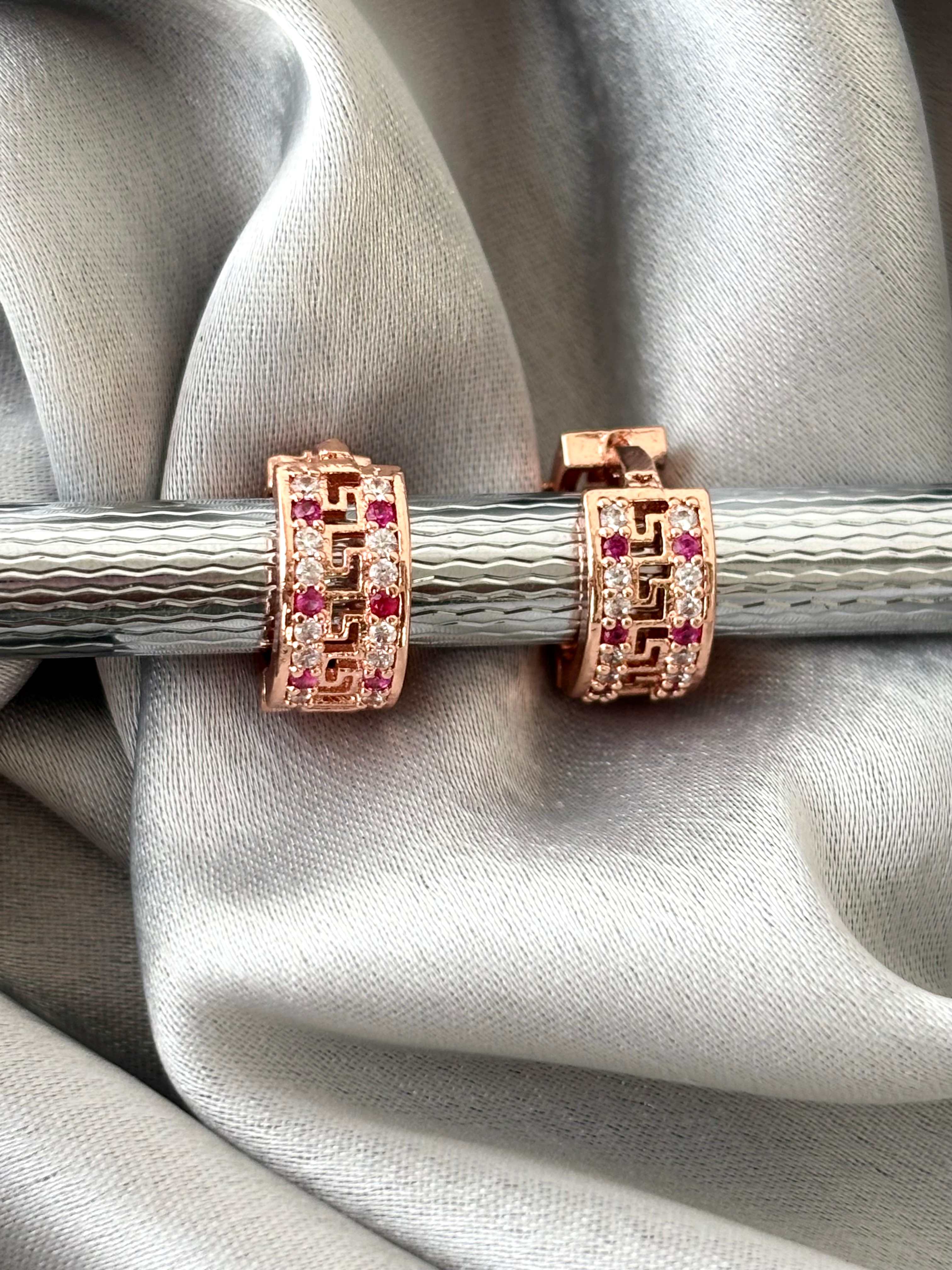 Stone-Encrusted Rose Gold-Plated Huggies