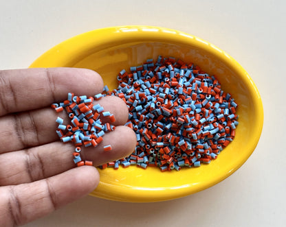 Vibrant Red and Blue Two Cut Two Tone Beads