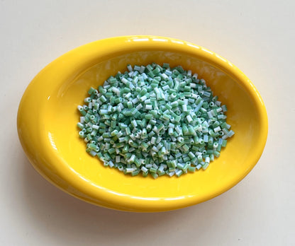 Pastel Green and White Two Cut Two Tone Beads