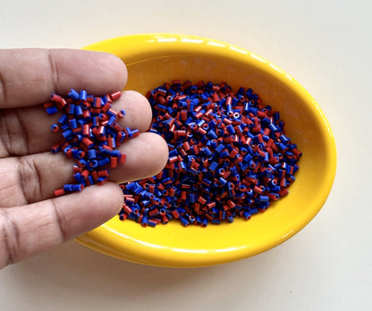Bright Blue and Red Two Cut Two Tone Beads