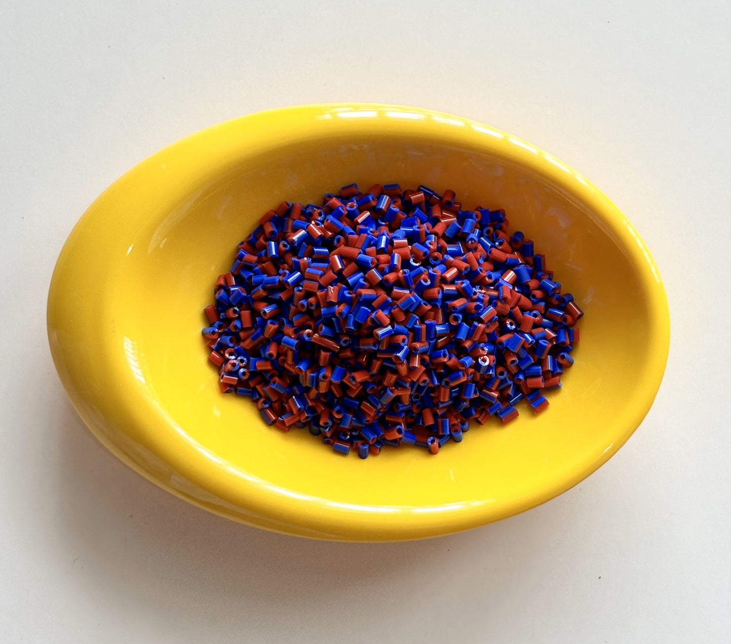 Bright Blue and Red Two Cut Two Tone Beads