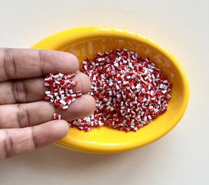 Red and White Two Cut Two Tone Beads