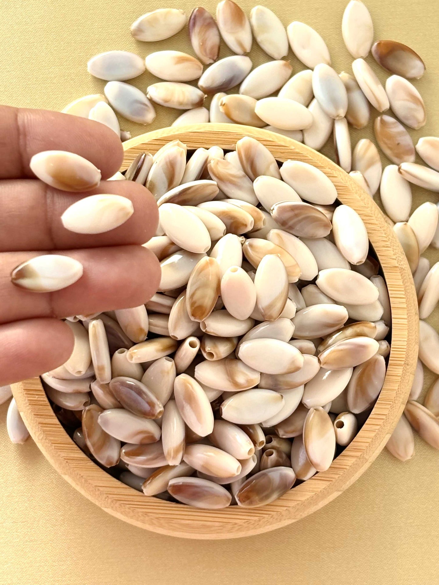 Marbled Earth Tone Flat Wheat Acrylic Beads