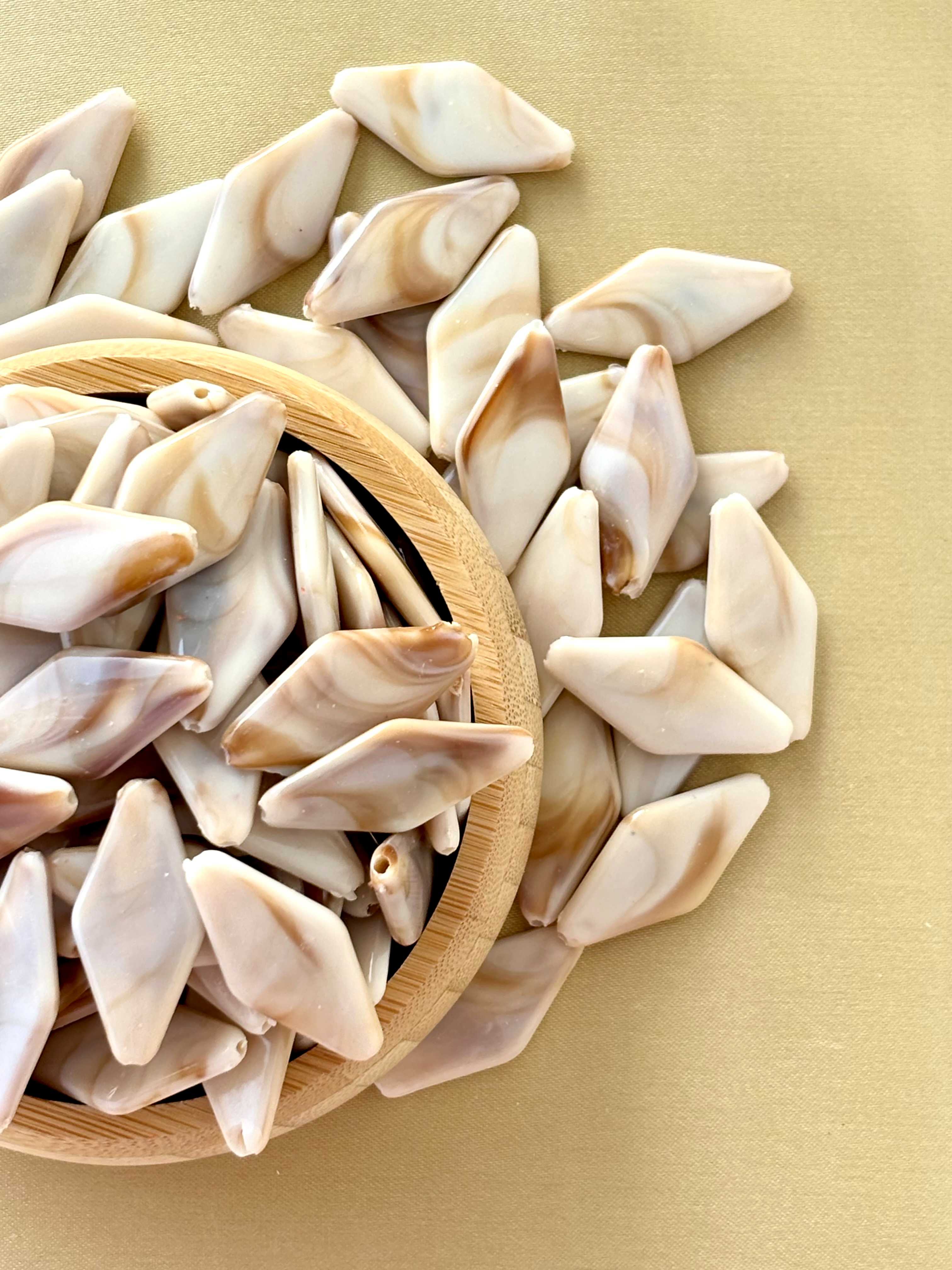 Marbled Earth Tone Elongated Diamond Acrylic Beads