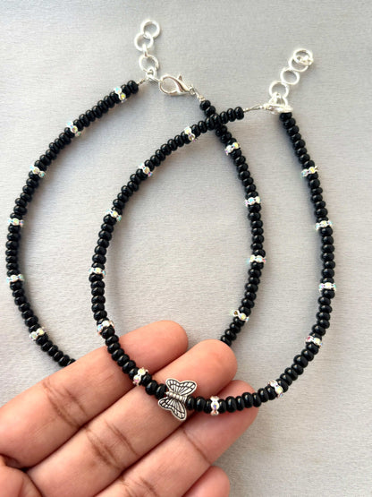 Seed Beads with Butterfly Anklets Size 9.5
