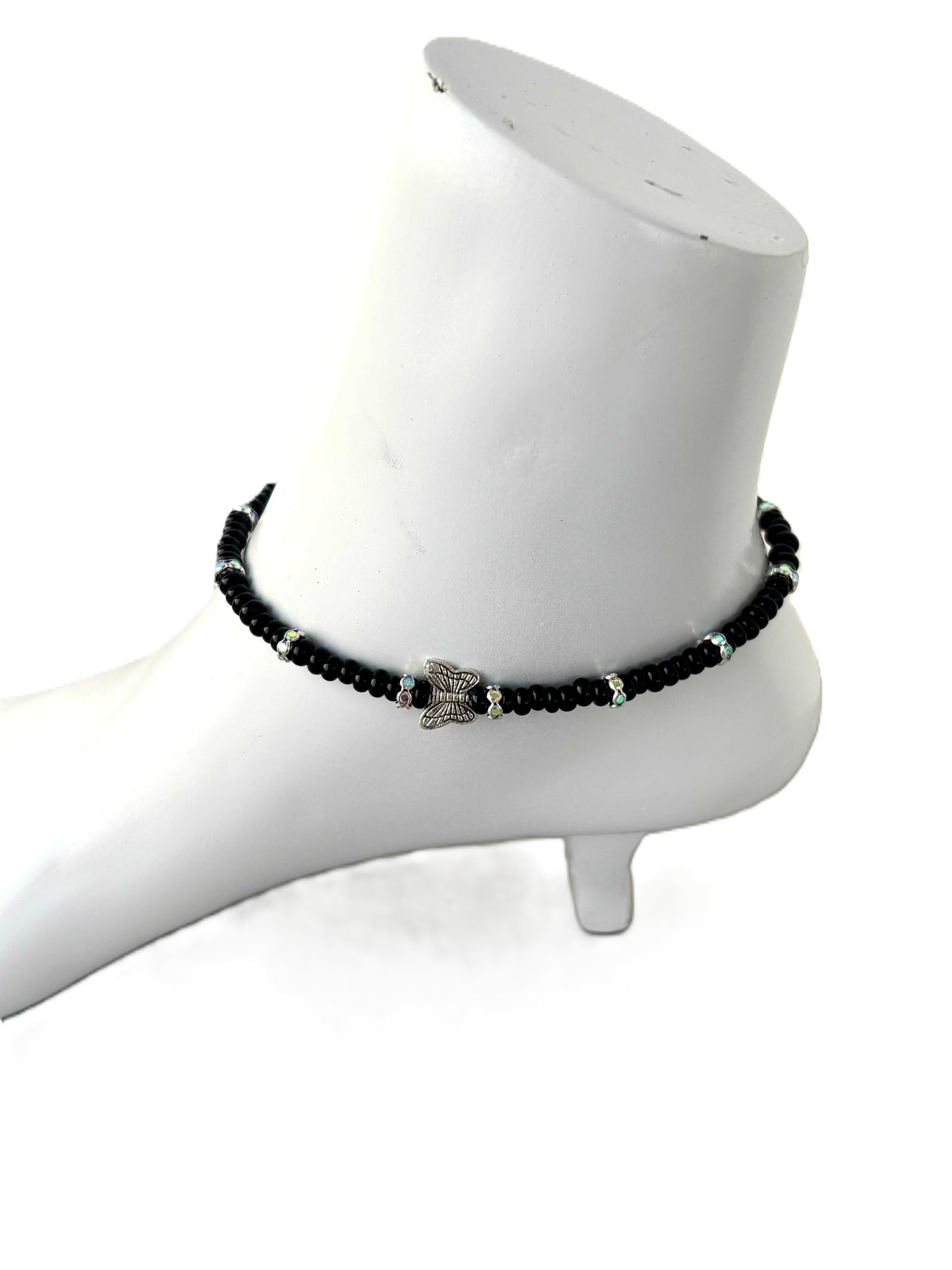 Seed Beads with Butterfly Anklets Size 9.5
