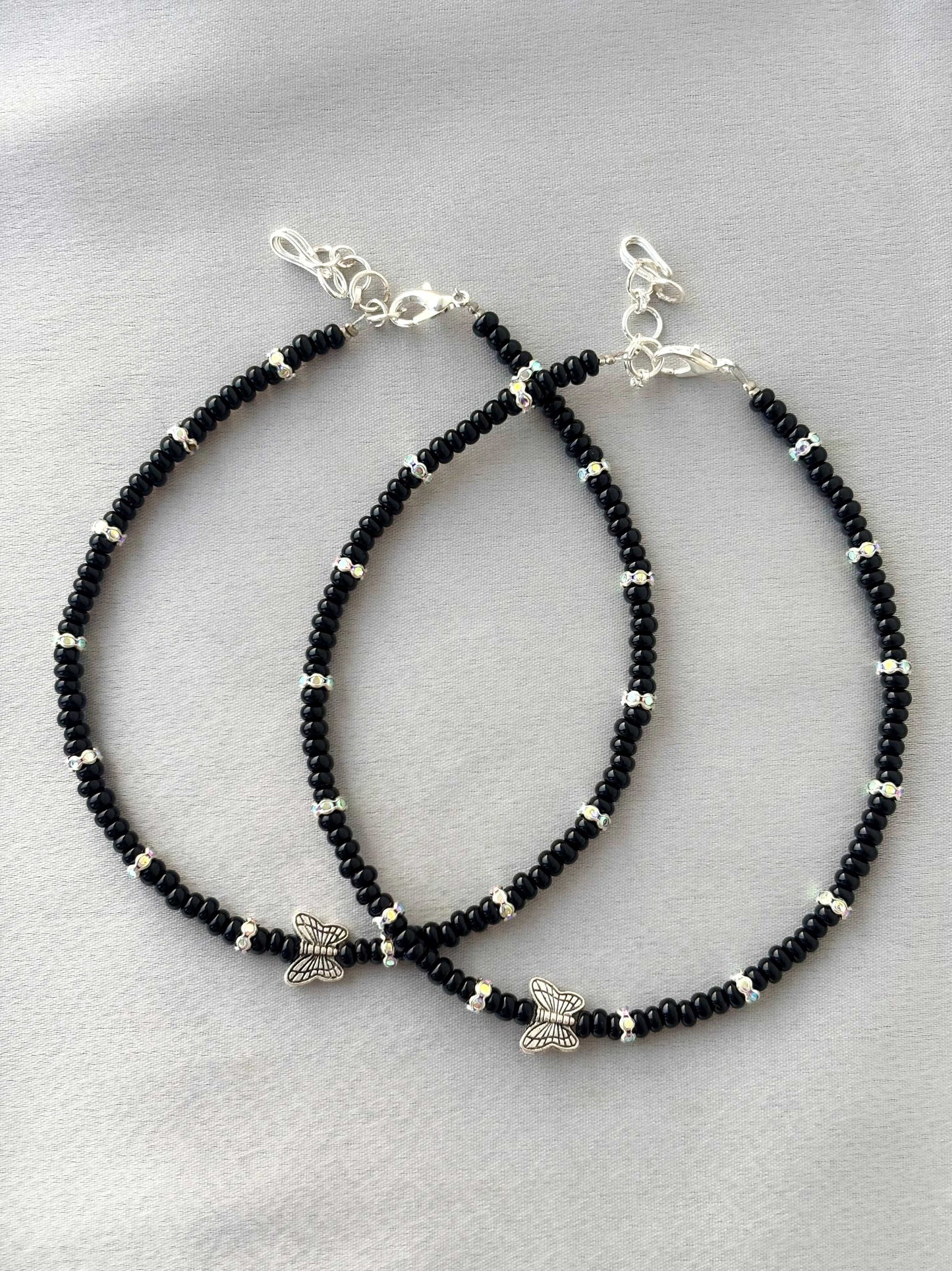 Seed Beads with Butterfly Anklets Size 9.5