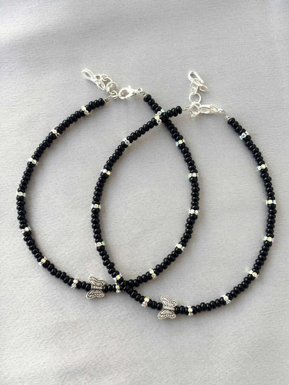 Seed Beads with Butterfly Anklets Size 9.5