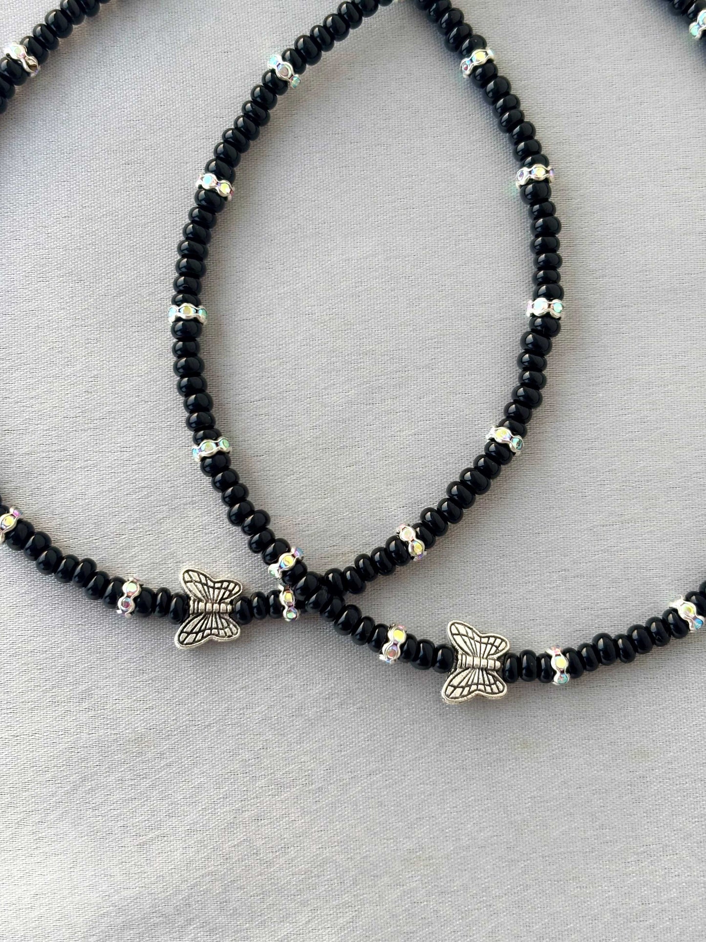 Seed Beads with Butterfly Anklets Size 9.5