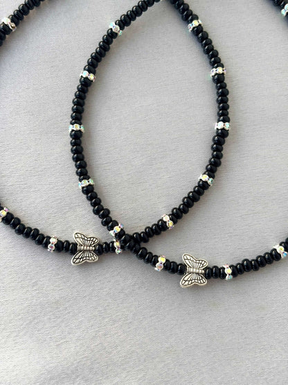 Seed Beads with Butterfly Anklets Size 9.5