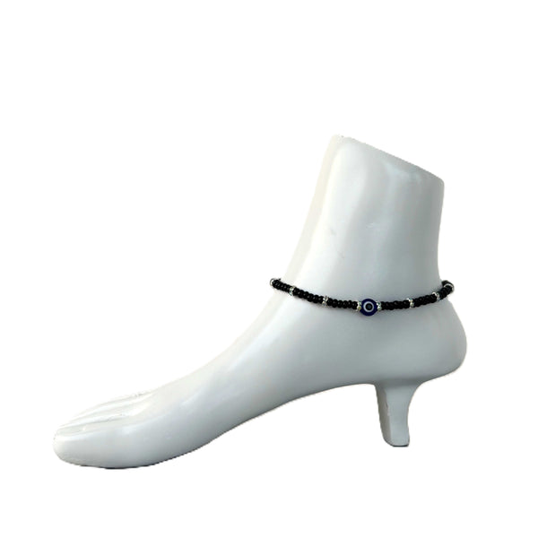 Black Evil Eye and Rhinestone Anklets Size 9.5