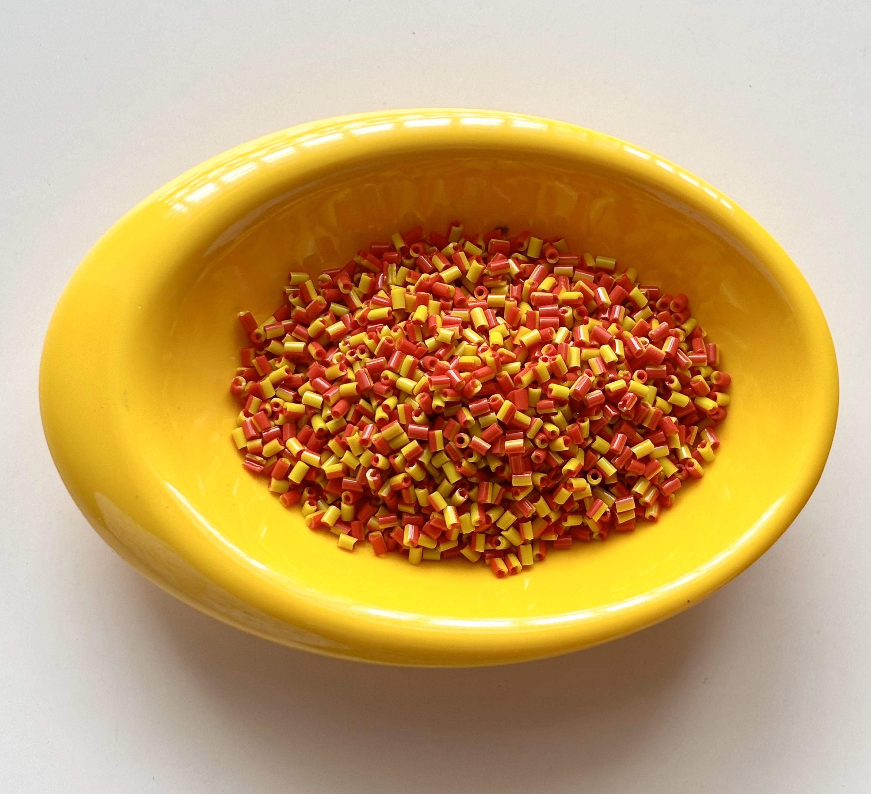 Red and Yellow Two Cut Two Tone Beads