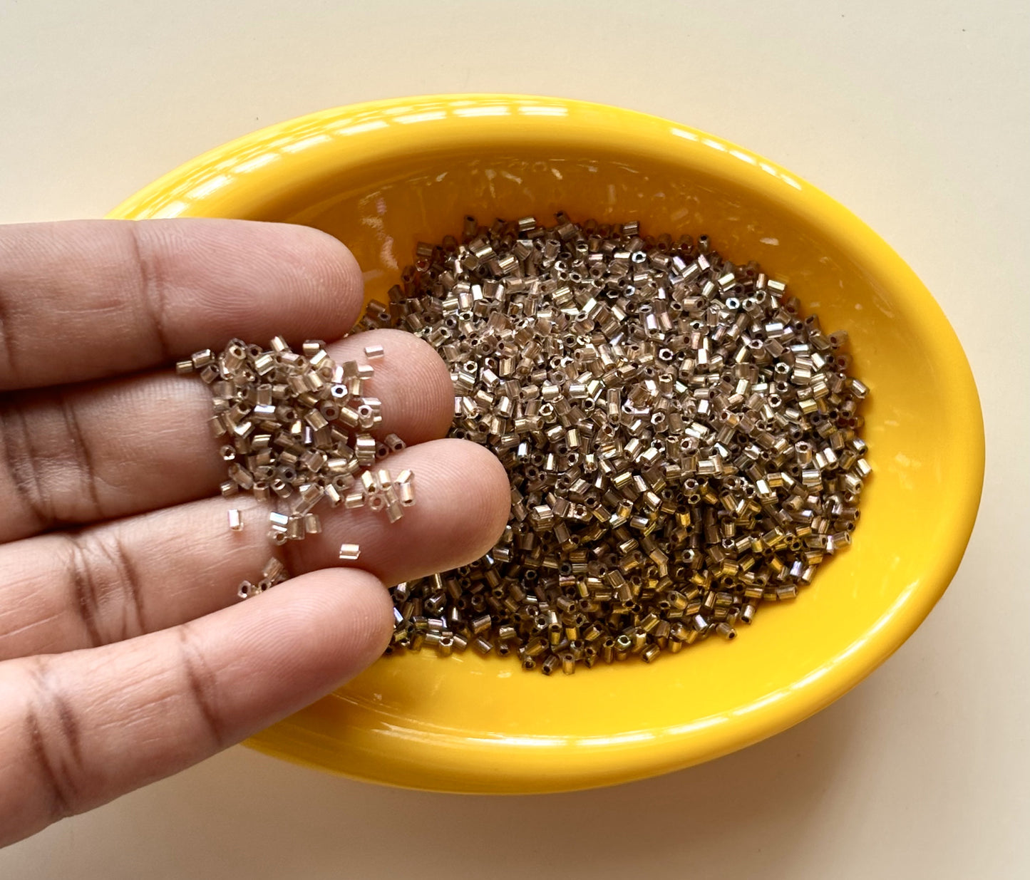 Warm Almond Beige Hex Cut Seed Beads