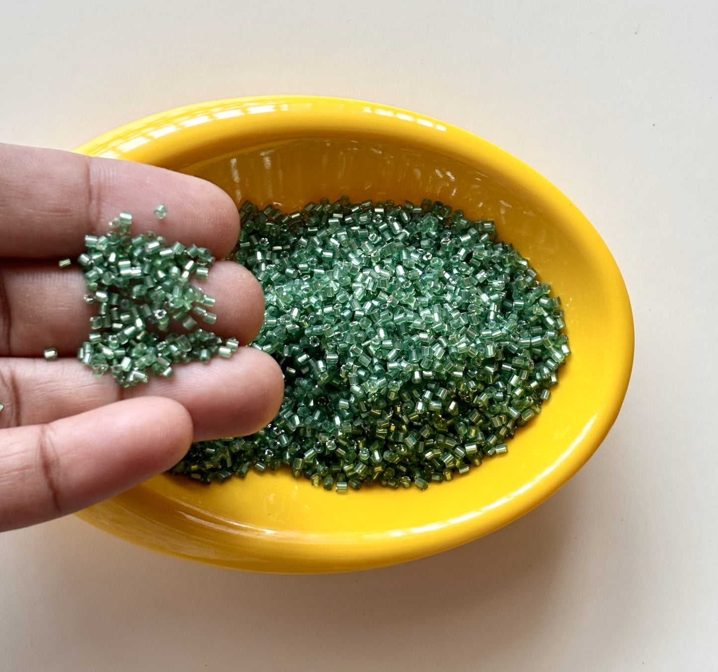 Light Green Hex Cut Beads