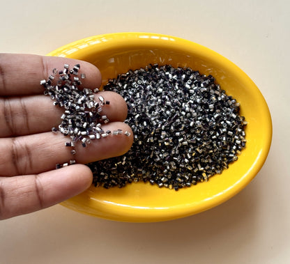 Black Silver Hex Cut Beads