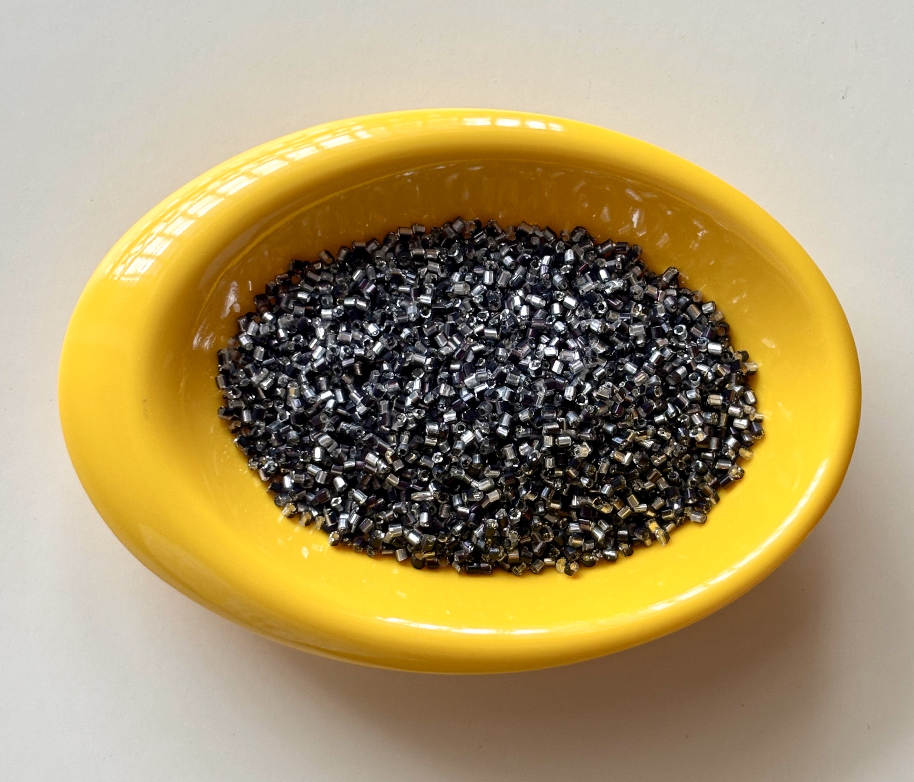 Black Silver Hex Cut Beads