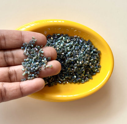 Rainbow Dark Green Two Cut Beads