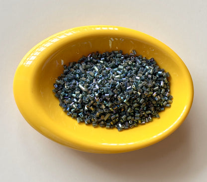 Rainbow Dark Green Two Cut Beads