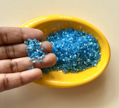 Electric Cyan Blue Two Cut Beads