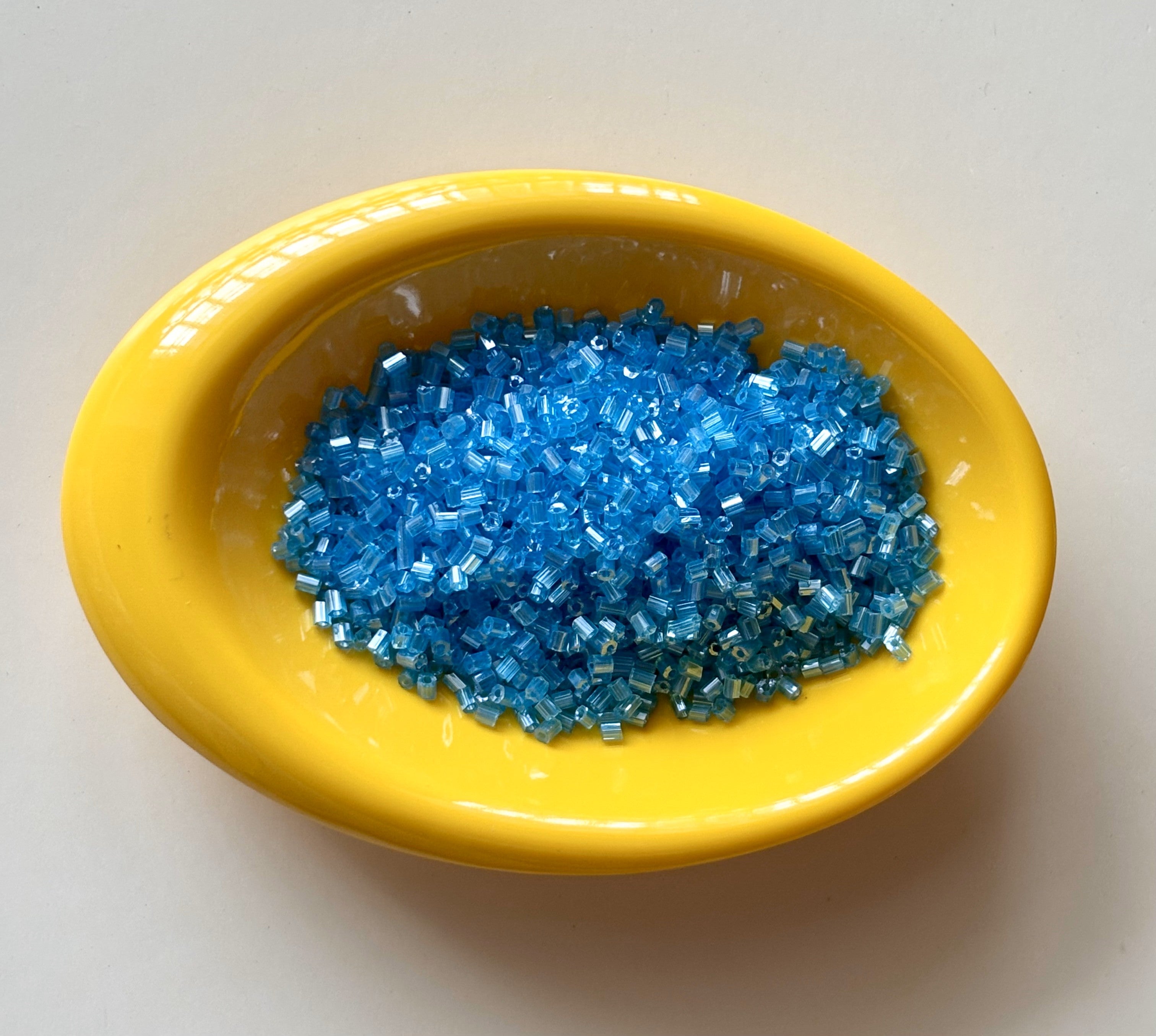 Electric Cyan Blue Two Cut Beads