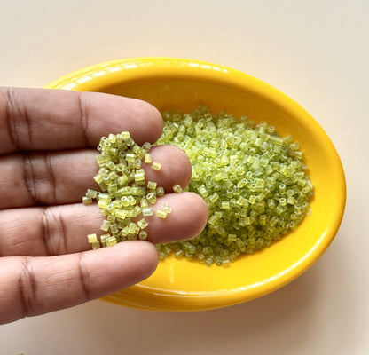 Matt Light Green Two Cut Beads