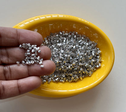 Bright Silver Two Cut Beads