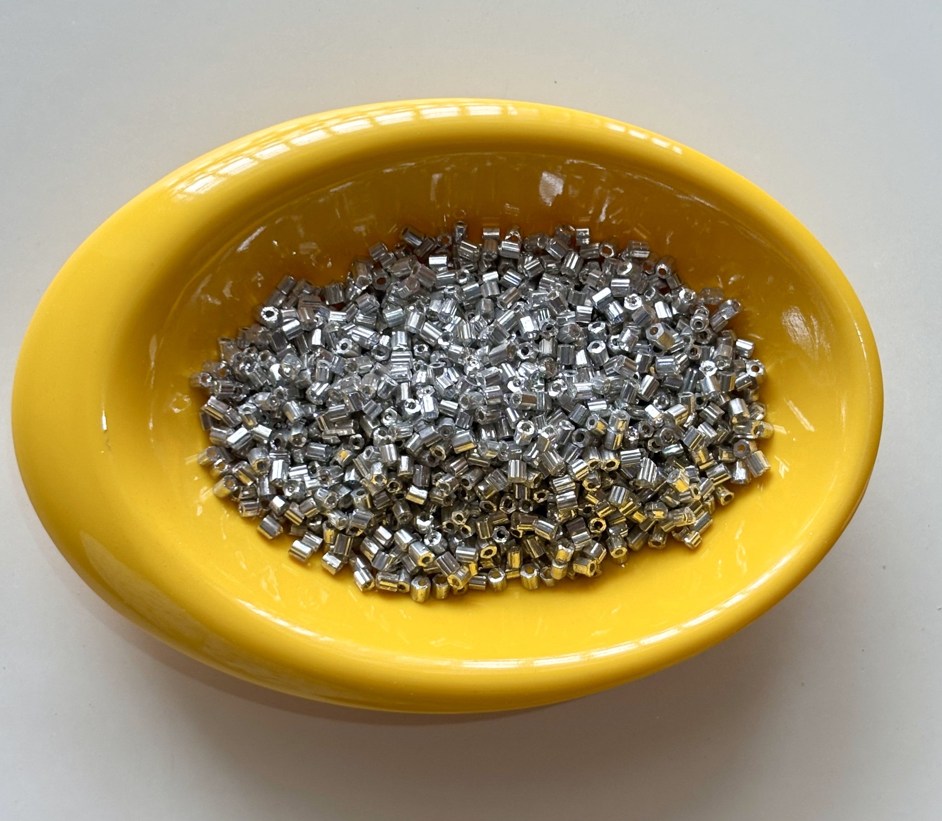 Bright Silver Two Cut Beads